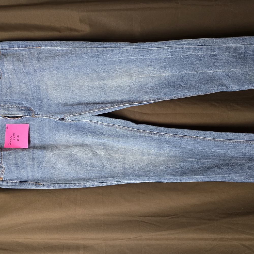Seven7 Blue Skinny Jeans with Stonewashed Finish